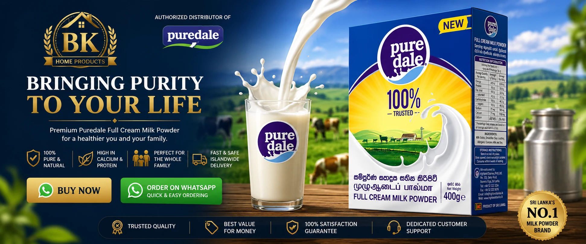BK Home Products — Puredale full cream milk powder